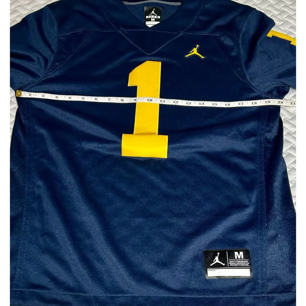 NWT Michigan Wolverines #1 NCAA Jordan Men’s Football Jersey Blue Stitched Sz M